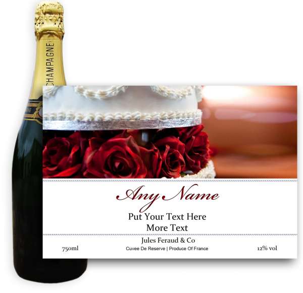 Jules Feraud Brut With Personalised Champagne Label Wedding Cake